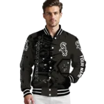 customized chicago white sox hexagon cluster black varsity jacket best selling