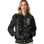 customized chicago white sox hexagon cluster black varsity jacket best selling