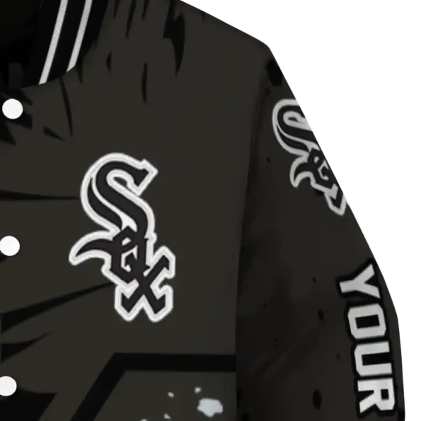 customized chicago white sox hexagon cluster black varsity jacket premium grade