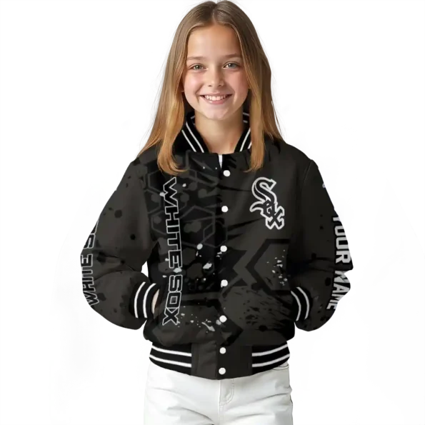 customized chicago white sox hexagon cluster black varsity jacket top rated