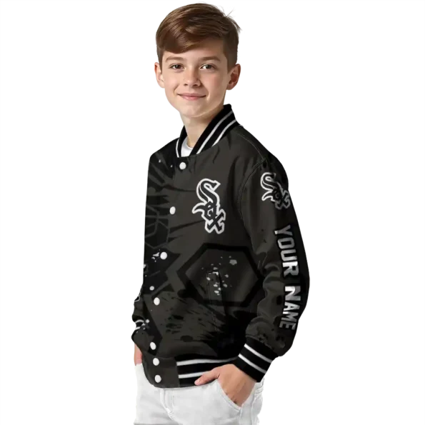 customized chicago white sox hexagon cluster black varsity jacket trendy