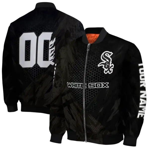 customized chicago white sox hexagon mesh black bomber jacket fashion forward