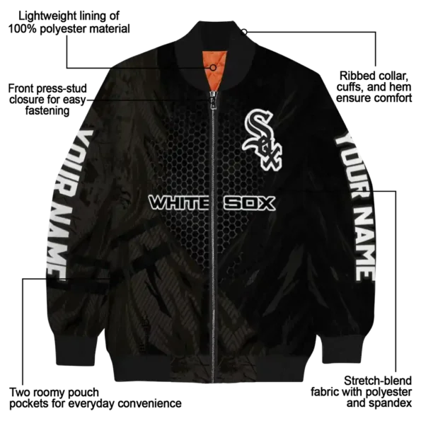 customized chicago white sox hexagon mesh black bomber jacket new arrival