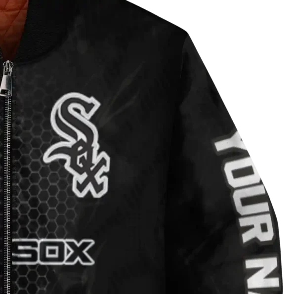 customized chicago white sox hexagon mesh black bomber jacket premium grade