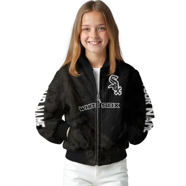 customized chicago white sox hexagon mesh black bomber jacket top rated