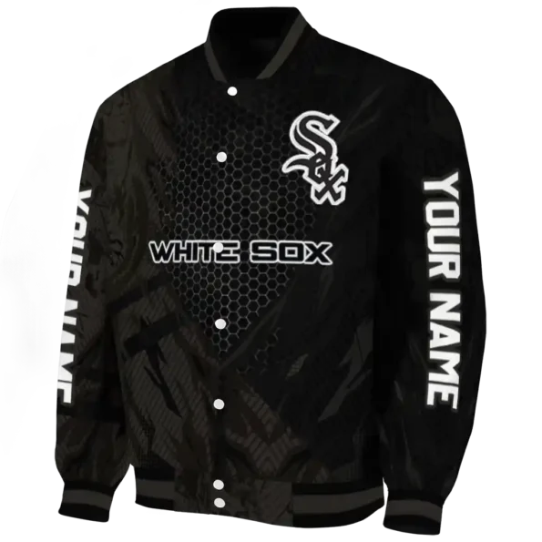 customized chicago white sox hexagon mesh black varsity jacket best selling