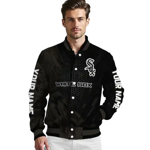 customized chicago white sox hexagon mesh black varsity jacket high quality