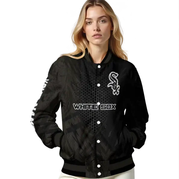 customized chicago white sox hexagon mesh black varsity jacket latest model