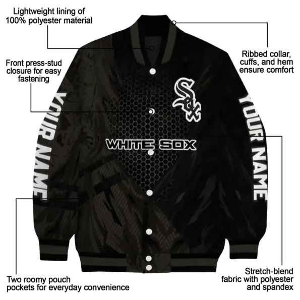 customized chicago white sox hexagon mesh black varsity jacket new arrival