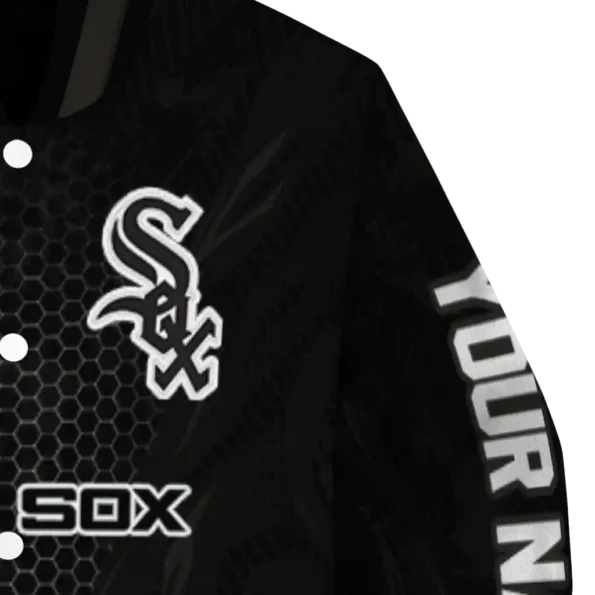customized chicago white sox hexagon mesh black varsity jacket premium grade