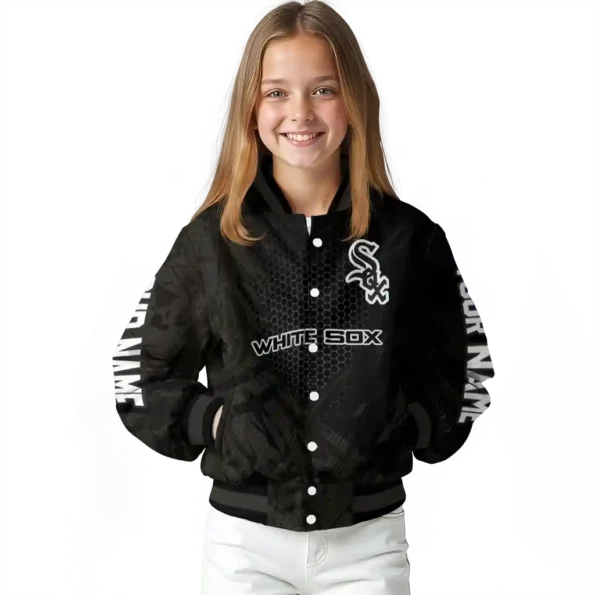 customized chicago white sox hexagon mesh black varsity jacket top rated