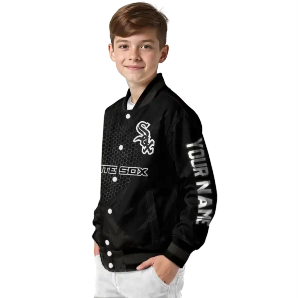 customized chicago white sox hexagon mesh black varsity jacket trendy