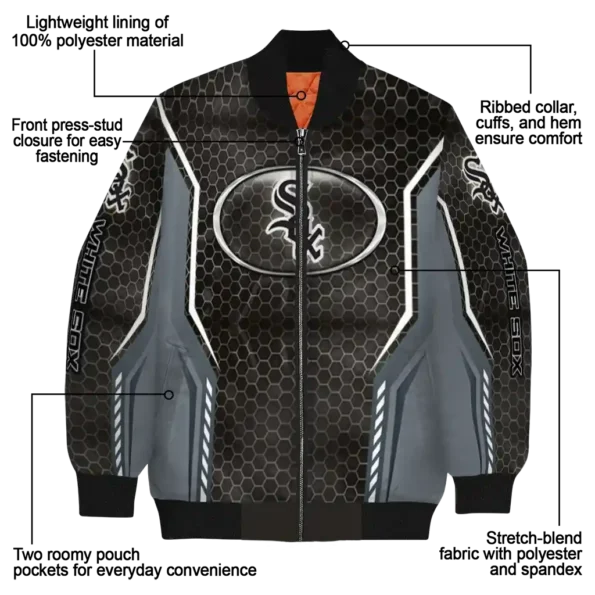 customized chicago white sox power plate black bomber jacket new arrival
