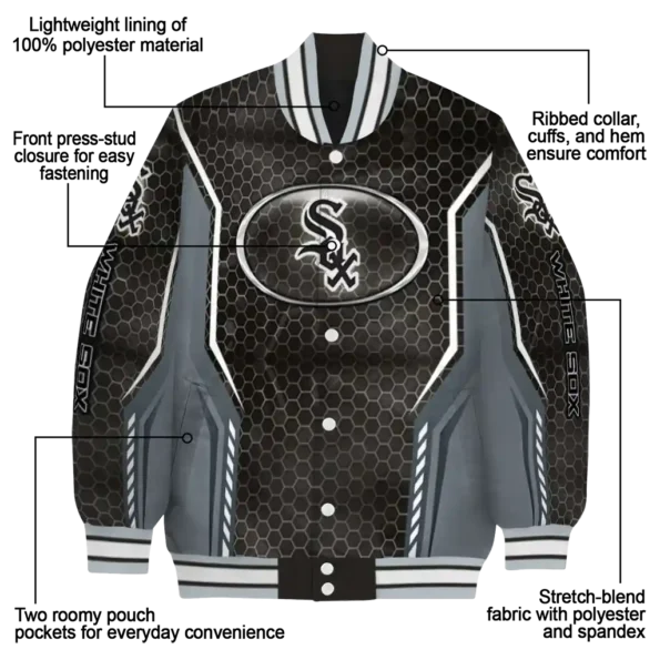 customized chicago white sox power plate black varsity jacket new arrival