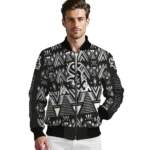 customized chicago white sox pyramid shapes black bomber jacket best selling