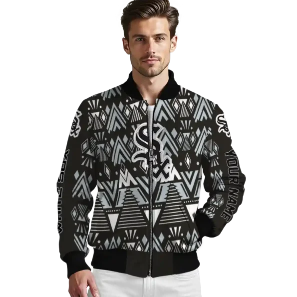 customized chicago white sox pyramid shapes black bomber jacket high quality