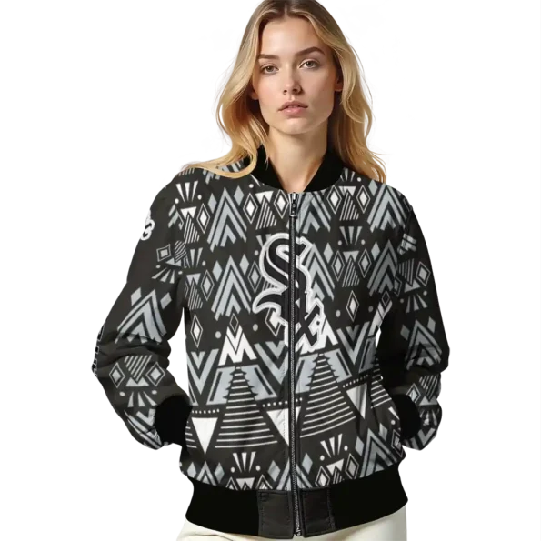 customized chicago white sox pyramid shapes black bomber jacket latest model