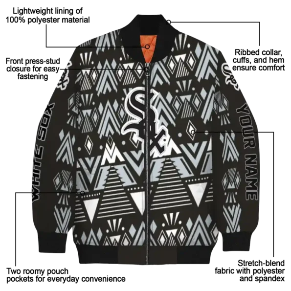 customized chicago white sox pyramid shapes black bomber jacket new arrival
