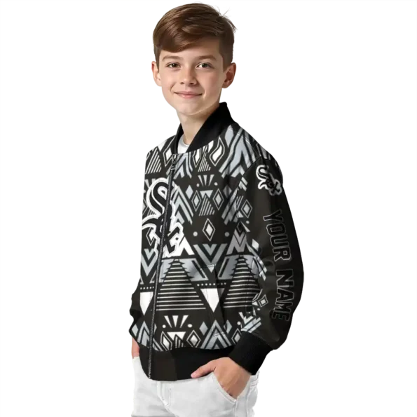 customized chicago white sox pyramid shapes black bomber jacket trendy