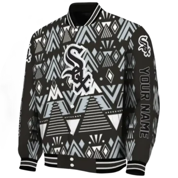 customized chicago white sox pyramid shapes black varsity jacket best selling