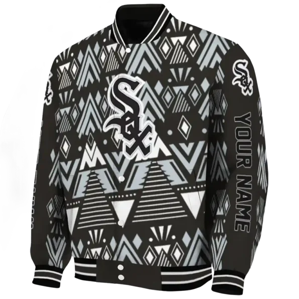 customized chicago white sox pyramid shapes black varsity jacket best selling
