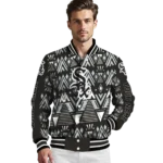 customized chicago white sox pyramid shapes black varsity jacket best selling
