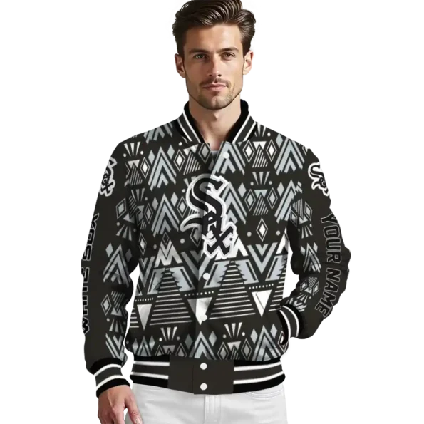 customized chicago white sox pyramid shapes black varsity jacket high quality