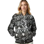 customized chicago white sox pyramid shapes black varsity jacket best selling