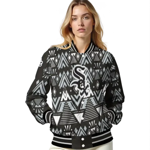customized chicago white sox pyramid shapes black varsity jacket latest model