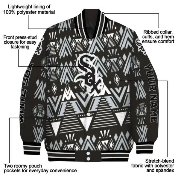 customized chicago white sox pyramid shapes black varsity jacket new arrival
