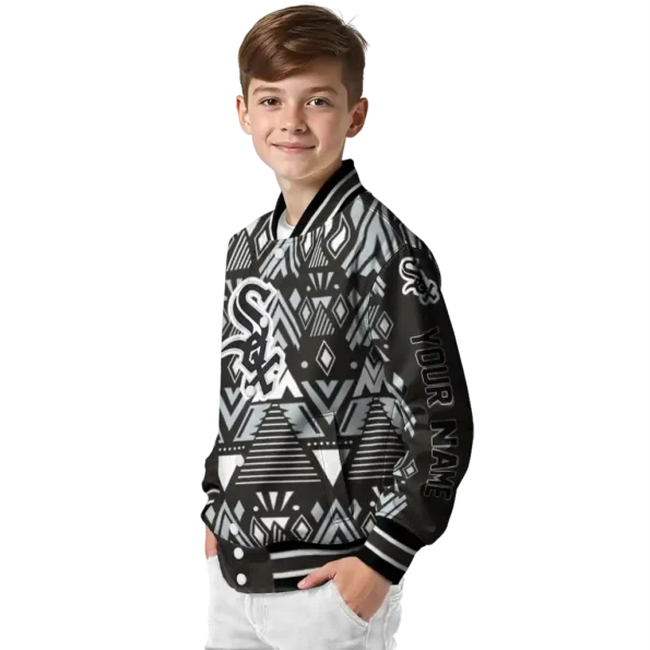 customized chicago white sox pyramid shapes black varsity jacket trendy