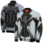 customized chicago white sox spider mark black grey crocs bomber jacket best selling