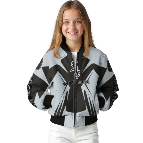customized chicago white sox spider mark black grey crocs bomber jacket top rated