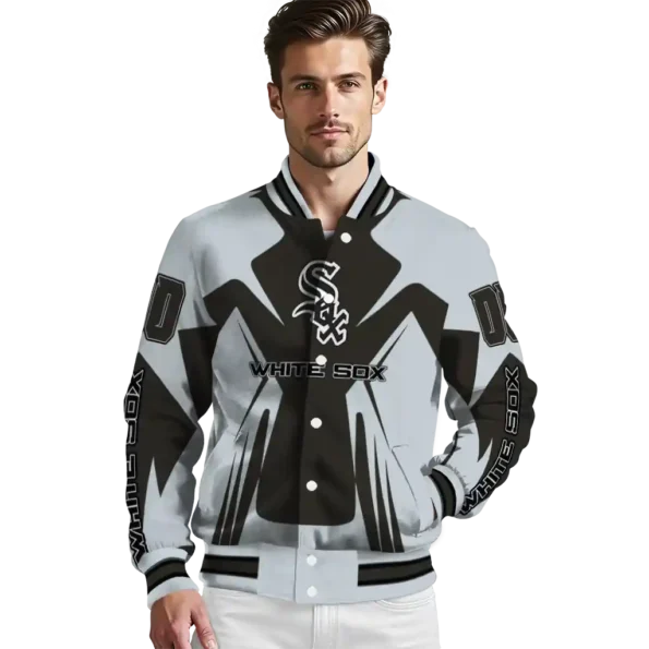 customized chicago white sox spider mark black grey crocs varsity jacket high quality