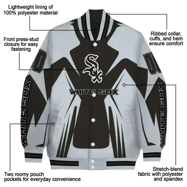 customized chicago white sox spider mark black grey crocs varsity jacket new arrival