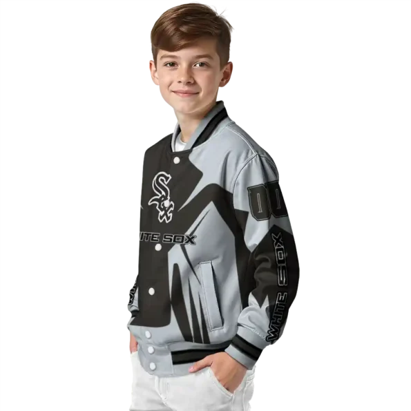 customized chicago white sox spider mark black grey crocs varsity jacket trendy