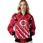 customized cincinnati reds chevron angles red bomber jacket best selling