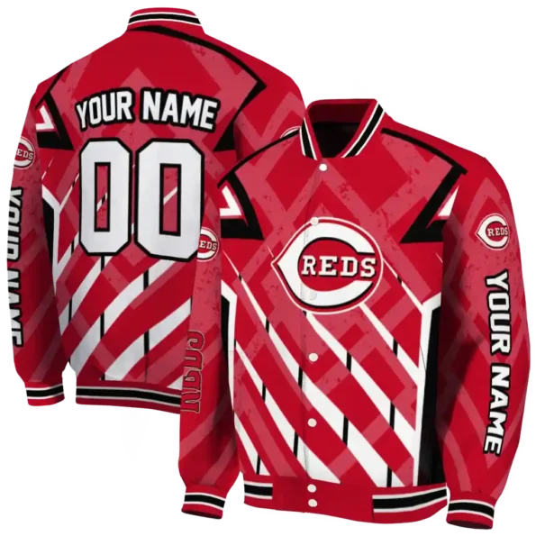 customized cincinnati reds chevron angles red varsity jacket fashion forward