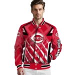 customized cincinnati reds chevron angles red varsity jacket best selling