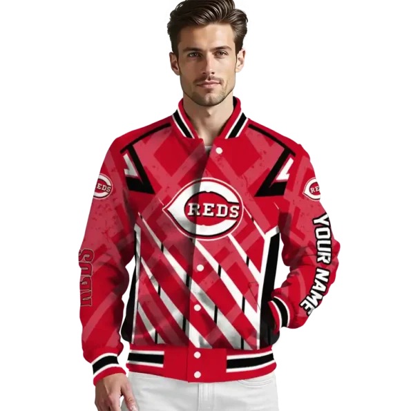 customized cincinnati reds chevron angles red varsity jacket high quality