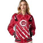 customized cincinnati reds chevron angles red varsity jacket best selling