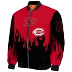 customized cincinnati reds flame border red black bomber jacket best selling