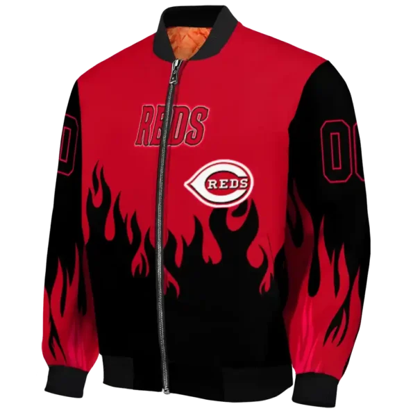 customized cincinnati reds flame border red black bomber jacket best selling