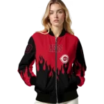customized cincinnati reds flame border red black bomber jacket best selling