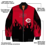 customized cincinnati reds flame border red black bomber jacket best selling