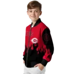 customized cincinnati reds flame border red black bomber jacket best selling