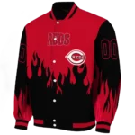 customized cincinnati reds flame border red black varsity jacket best selling