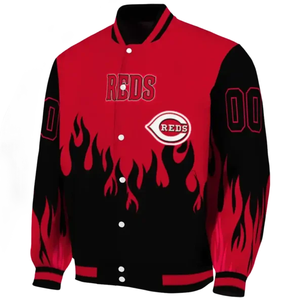 customized cincinnati reds flame border red black varsity jacket best selling