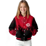 customized cincinnati reds flame border red black varsity jacket best selling