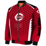 customized cincinnati reds hexagon grid red bomber jacket best selling